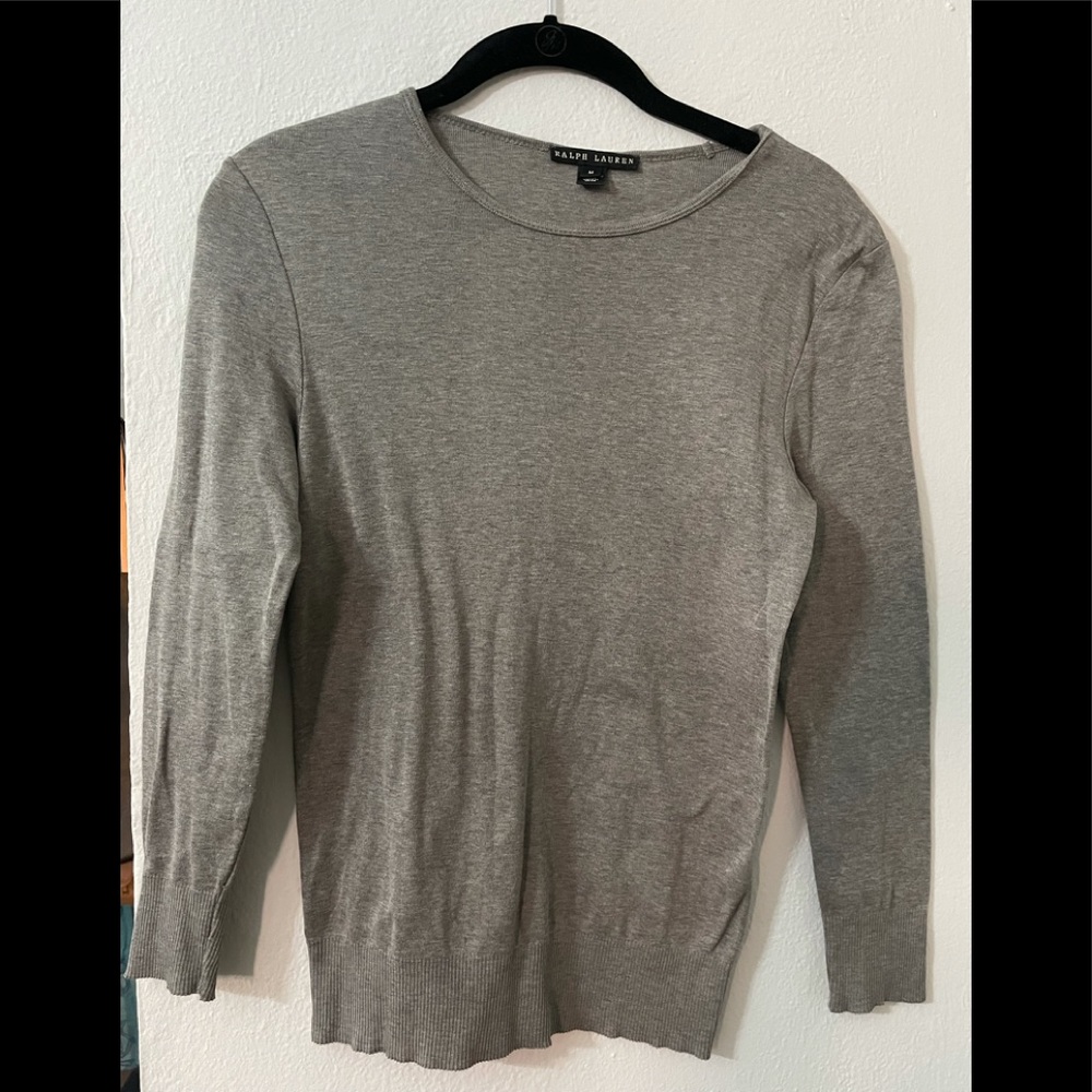 Ralph Lauren taupe king sleeve thick tee/thin sweater size m